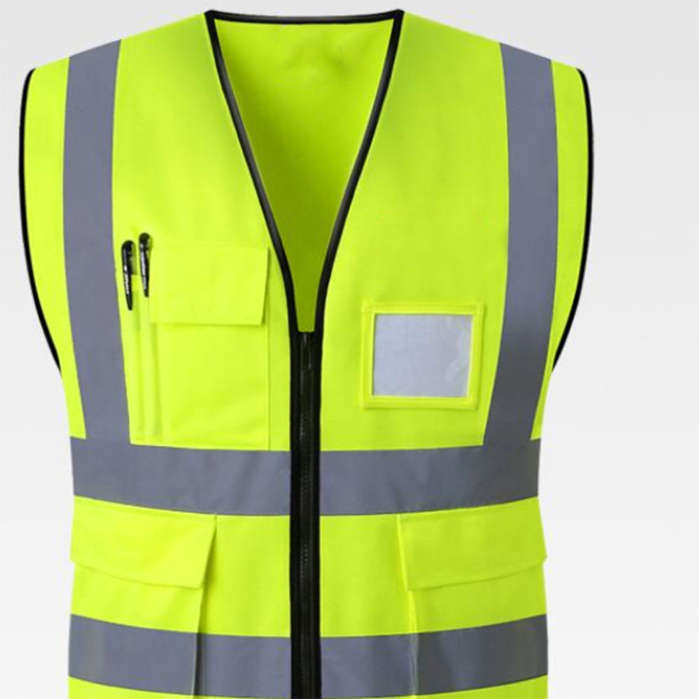 Improvment Sports Customized Black Reflective Safety Vest Company Logo With Pockets Custom Color Fluorescent Visibility Work Class 2 Safety Vest